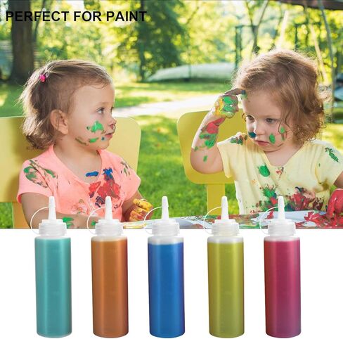 OAMCEG 8OZ Squeeze Bottles - 6 Pack Durable Plastic Condiment Bottles, Squirt Bottle with Discrete Measurements, for Ketchup, BBQ, Sauces, Syrup, Condiments, Dressings, Arts and Crafts in Kuwait