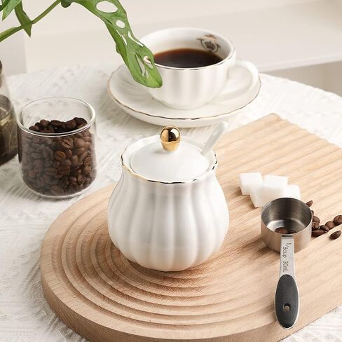 Sweejar Royal Ceramic Sugar Bowl, 8 Ounce Sugar Container with Spoon and Lid, Porcelain Salt Bowl Salt Container, Sugar Holder for Coffee Bar, Home and Kitchen(Jade) in Kuwait