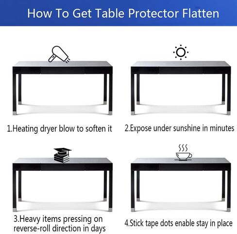 PVC Clear Table Protector - Multisize Thick Transparent Plastic Desk Cover, Rectangular Night Stand, Office & Computer Desk, Sofa Child Table, Small Desk Protector 12x24 in. in Kuwait