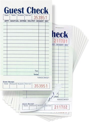 FMP Brands Guest Check Books for Servers, Server Note Pads Paper, Total 250 Sheets (5 Pads), Blue with Guest Receipt, Guest Check Pads, Restaurant Order Pads, Waitress Notepads in Kuwait