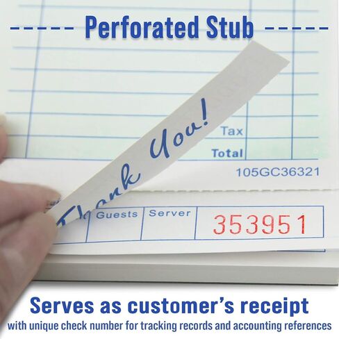 FMP Brands Guest Check Books for Servers, Server Note Pads Paper, Total 250 Sheets (5 Pads), Blue with Guest Receipt, Guest Check Pads, Restaurant Order Pads, Waitress Notepads in Kuwait