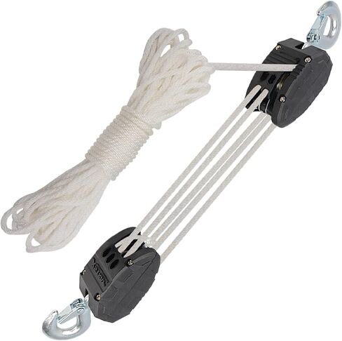 XSTRAP STANDARD Heavy-Duty 2,000 LB Breaking Strength 50 FT Rope Hoist, 1000 LB Work Load Block and Tackle Pulley System for Lifting Heavy Objects (Black) in Saudi Arabia