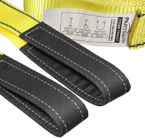Partsam Premium 2 قطعة حزام سحب رافعة متين 3400Dtex - حبال شبكية شديدة التحمل - حبال بوليستر صناعية مسطحة للعين مقاومة للتآكل (10 أقدام × 2 بوصة) in Kuwait