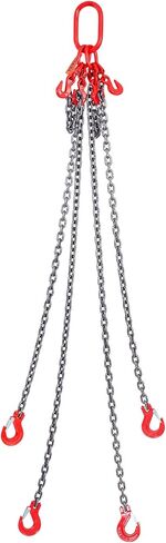 VEVOR سلسلة حبال، 5/16 بوصة × 5 قدم سلاسل رفع مع خطافات، G80 مصاعد سلسلة المحرك، 11000 رطل رفع سلاسل حبال لرفع المحرك، سلسلة رفع المحرك 5T مع 4 خطافات وضبط أرجل in Kuwait