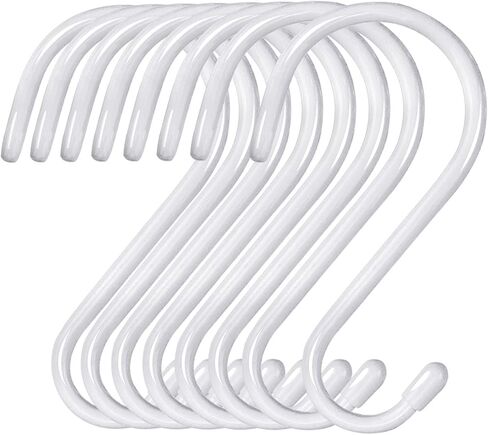 HiGift 6 Inch Large S Hooks for Hanging Heavy Duty, Non Slip Vinyl Coated S Hook for Closet, Steel Metal Black Rubber Coated S Hooks for Hanging Plant Jeans Pot Pan Clothes Purse Towel Bags- 4 Pack in Kuwait