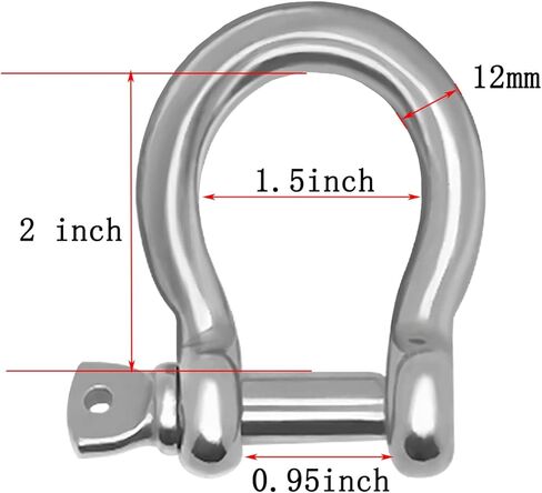 2 قطعة 1/2 بوصة برغي مرساة تكبل، MYYZMY 304 أغلال من الفولاذ المقاوم للصدأ للسلاسل Wirerope، 12 مم in Kuwait