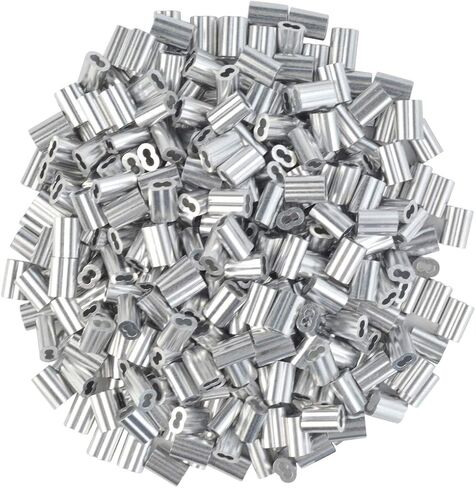 800pc Aluminum Crimping Loop Sleeve Ferrule Cable Ferrule Crimping Loop Sleeve Wire Rope Sleeves for 1/16" Diameter Wire Rope and Cable in Saudi Arabia