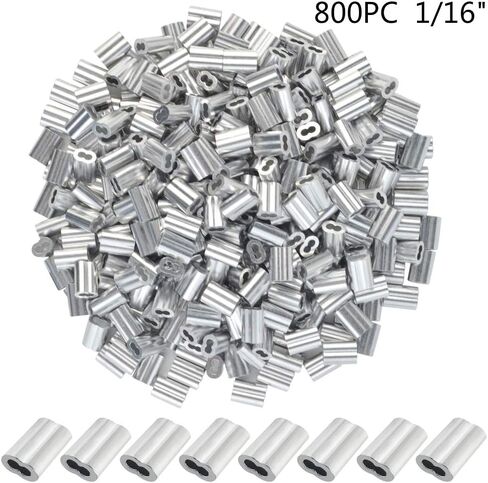 800pc Aluminum Crimping Loop Sleeve Ferrule Cable Ferrule Crimping Loop Sleeve Wire Rope Sleeves for 1/16" Diameter Wire Rope and Cable in Saudi Arabia