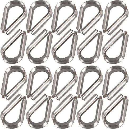 Cozihom M6 كشتبانات من الفولاذ المقاوم للصدأ لقطر 7/32 - 1/4 بوصة سلك حبل كابل Timble تزوير حزمة من 20 in Kuwait