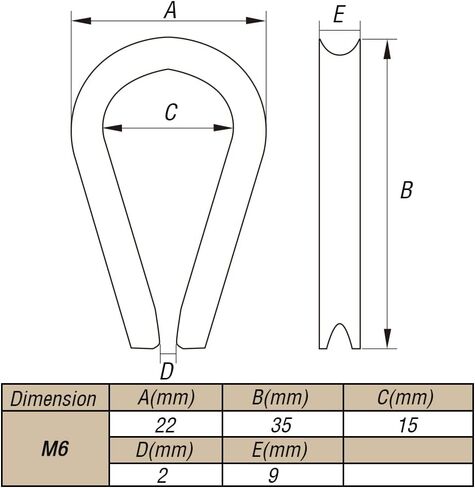 Cozihom M6 كشتبانات من الفولاذ المقاوم للصدأ لقطر 7/32 - 1/4 بوصة سلك حبل كابل Timble تزوير حزمة من 20 in Kuwait