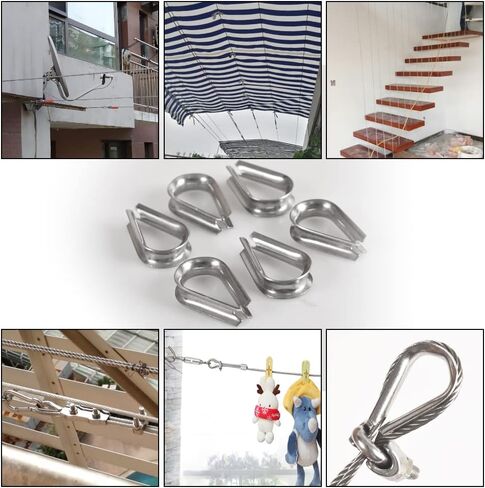 Cozihom M6 كشتبانات من الفولاذ المقاوم للصدأ لقطر 7/32 - 1/4 بوصة سلك حبل كابل Timble تزوير حزمة من 20 in Kuwait