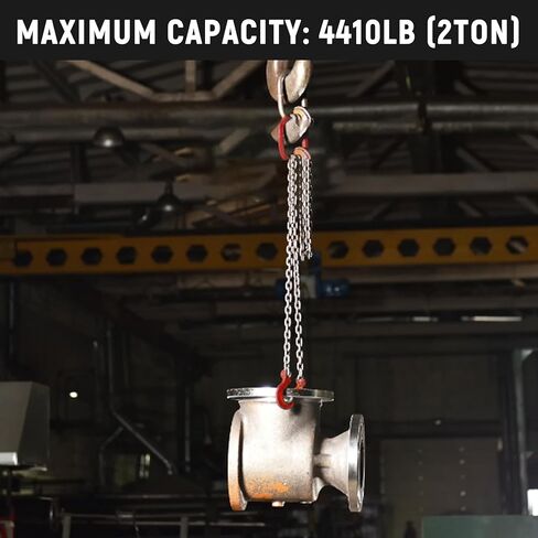 VENITOR 1/4" سلسلة حبال مع خطاف، 5 أقدام حبال سلسلة مزدوجة الساق، 4410 رطل سعة تحميل وضبط درجة 80 سبيكة محرك فولاذي سلسلة رافعة للآلات والموانئ ومواقع البناء - 2 طن in Kuwait