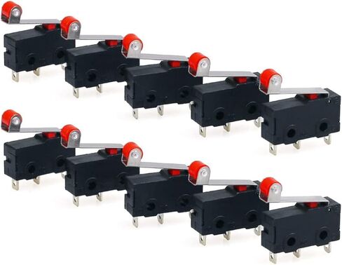 HiLetgo 10pcs Micro Limit Switch KW12-3 AC 250V 5A SPDT 1NO 1NC Micro Switch Normally Open Close Limit Switch with Roller Lever Arm Black in Saudi Arabia