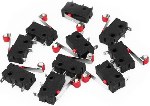 HiLetgo 10pcs Micro Limit Switch KW12-3 AC 250V 5A SPDT 1NO 1NC Micro Switch Normally Open Close Limit Switch with Roller Lever Arm Black in Saudi Arabia
