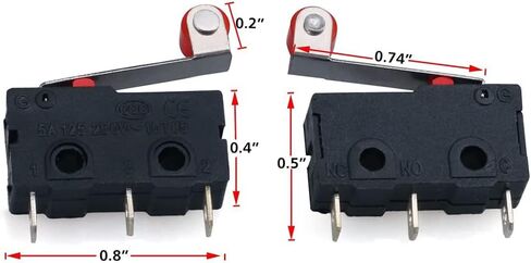 HiLetgo 10pcs Micro Limit Switch KW12-3 AC 250V 5A SPDT 1NO 1NC Micro Switch Normally Open Close Limit Switch with Roller Lever Arm Black in Saudi Arabia