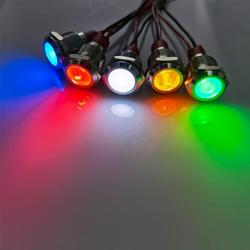 Gebildet 5 قطع 12 ملم LED مؤشر معدني ضوء 110 فولت - 220 فولت تيار متردد مصباح إشارة مقاوم للماء (أخضر) in Kuwait