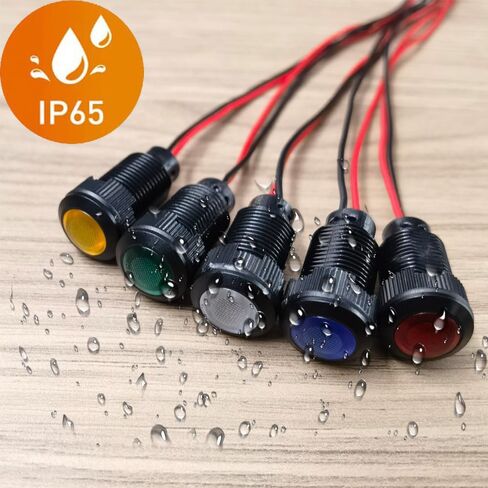 Gebildet 5 قطع 12 ملم LED مؤشر معدني ضوء 110 فولت - 220 فولت تيار متردد مصباح إشارة مقاوم للماء (أخضر) in Kuwait