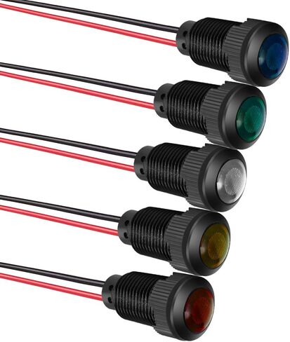 Gebildet 5 قطع 12 ملم LED مؤشر معدني ضوء 110 فولت - 220 فولت تيار متردد مصباح إشارة مقاوم للماء (أخضر) in Kuwait