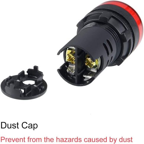 uxcell 2 قطعة ضوء مؤشر أحمر أخضر تيار متردد/تيار مستمر 110 فولت، حامل لوحة 22 مم، للوحة التحكم الكهربائية، HVAC، مشاريع DIY in Kuwait