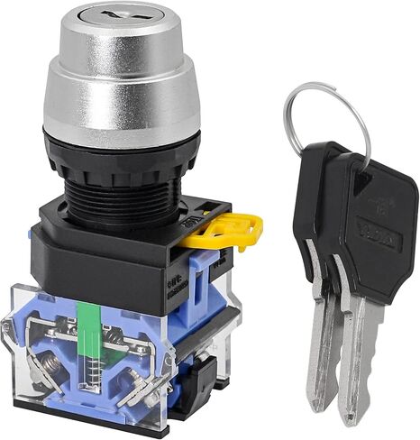 CERRXIAN 22mm 3 Position Selector Rotary Switch Latching Self‑Reset Power Lock with Key(3-Position) in Saudi Arabia