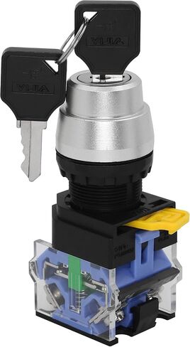 CERRXIAN 22mm 3 Position Selector Rotary Switch Latching Self‑Reset Power Lock with Key(3-Position) in Saudi Arabia