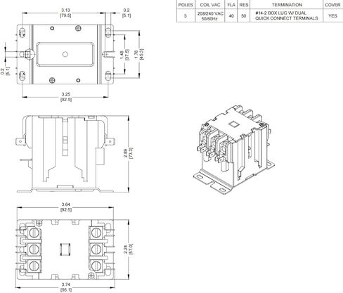 UL 3 pole 40 Amp contactor 24v coil SunLee Contactor A2L Compliant fits 42CF35AJ equivalent Definite Purpose Contactor in Kuwait