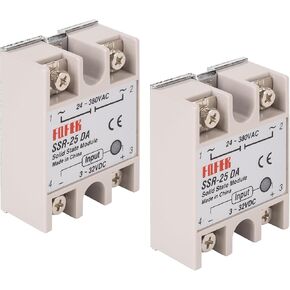 BlueStars 2PCS مرحل الحالة الصلبة SSR-25DA DC إلى إدخال التيار المتردد 3-32VDC للإخراج 24-380VAC 25A وحدة ترحيل شبه موصل أحادية الطور - حزمة من 2 - التحكم في تحميل 3-32V DC 24-380V AC in Kuwait