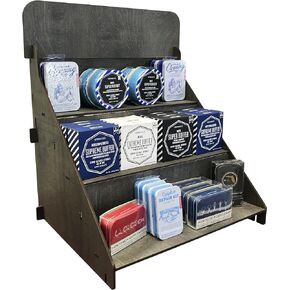 Wooden Portable Retail Table Display Stand Countertop 3 Step Riser Craft Shows, Farmers Markets Tradeshows |No Hardware Assembly Flat Pack Soap Display CBD Jewelry Spices Cups Tumblers Coasters | Blue in Saudi Arabia