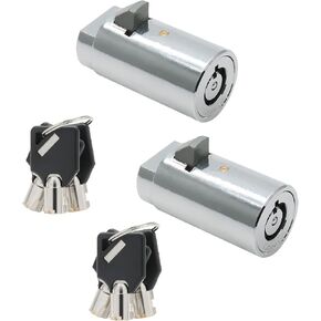 Vending Machine Lock, Key Lock, Zinc, Chrome Finish, Keyed Alike, Hand Control, Round, Indoor Use, 1 in Package