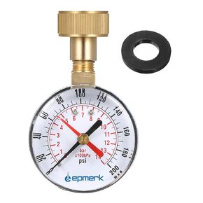 Lepmerk Water Pressure Test Gauge, 2.5-Inch Diameter, 3/4-Inch Female Hose Thread, 0-200 PSI Range with Red Pointer Indicator - Ideal for Home Water Pressure Testing and Industrial Pressure Gauges Use in Kuwait