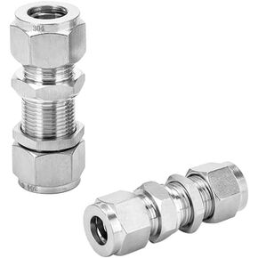 304 Stainless Steel Compression Tube Fitting, Bulkhead Union, 1/4" OD x 1/4" OD, Pack of 2 in Saudi Arabia