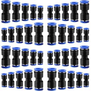Quick Connect Straight Push Connectors,5/32" 1/4" 5/16" 3/8" 1/2 inch OD Push-to-Connect fittings,Quick Release Pneumatic Air Line Hose Fittings Kit for 4mm 6mm 8mm 10mm 12mm OD Tube (25 Pcs) in Saudi Arabia