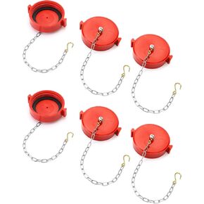 QWORK 2-1/2 Inch NST/NH Fire Hose Connection Standpipe Cap Fitting with Chain - 12 Pack Red Thermoplastic, Anti-Theft FDC Cap in Kuwait