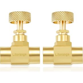 Litorange 2 حزمة صمام إبرة التحكم استبدال النحاس الثقيلة 1/4 "أنثى NPT X 1/4" اتصال NPT الإناث in Kuwait
