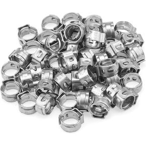 50 Pieces 6-7mm 304 Stainless Steel Single Ear Hose Clamps in Kuwait