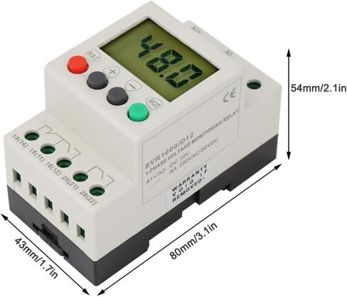 Acogedor Voltage Monitoring Relay， SVR1000 Single Phase Over-Voltage Under-Voltage Protection Relay， 35MM Guide Rail (AD220) in Saudi Arabia