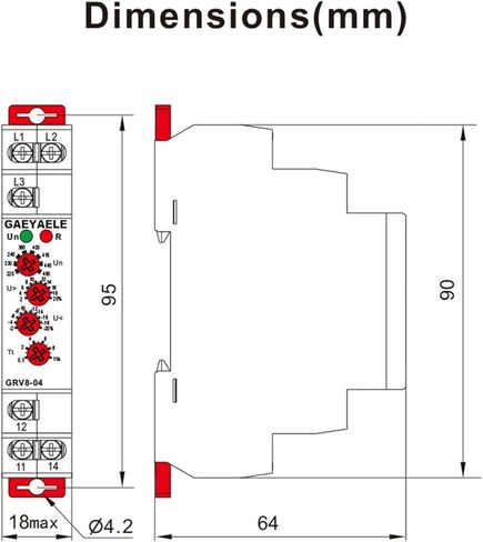GAEYAELE ثلاث مراحل للتحكم في الجهد، تسلسل المرحلة، فشل المرحلة، حماية الجهد الزائد، AC127V-265V 10A 1SPDT (GRV8-04، M265) in Kuwait