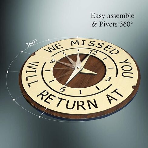 لافتة عمل دائرية من لوكاوس، بتصميم وجه مبتسم سعيد للافتة المفتوحة والمغلقة، خشبية "Come On In" وساعات قابلة للتغيير من أجل لافتة "Will Return At"، 22.86 سم مستديرة مزدوجة الجانب ساعات من التشغيل. in Kuwait