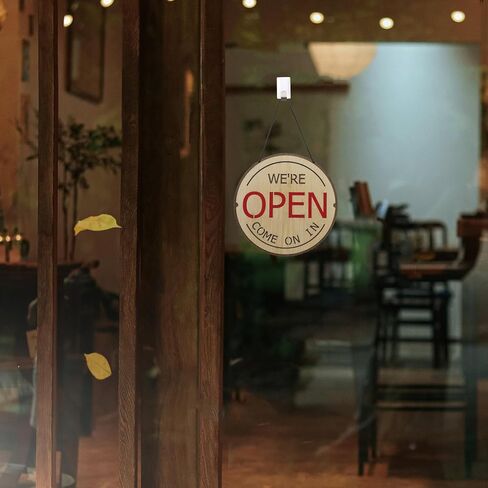 لافتة عمل دائرية من لوكاوس، بتصميم وجه مبتسم سعيد للافتة المفتوحة والمغلقة، خشبية "Come On In" وساعات قابلة للتغيير من أجل لافتة "Will Return At"، 22.86 سم مستديرة مزدوجة الجانب ساعات من التشغيل. in Kuwait