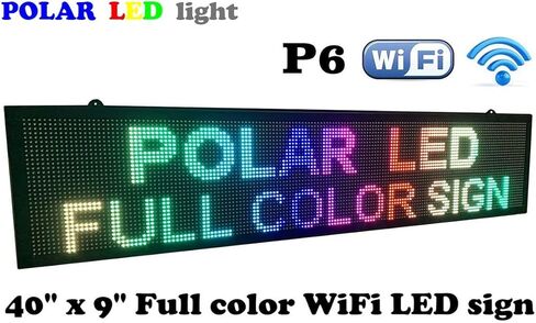 LED sign WiFi P6 40" x 9" high resolution LED full RGB color sign with high resolution P6 128x32 dots and new SMD technology scrolling display. Perfect solution for advertising, programmable message board in Kuwait