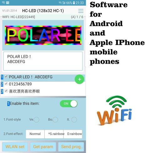 LED sign WiFi P6 40" x 9" high resolution LED full RGB color sign with high resolution P6 128x32 dots and new SMD technology scrolling display. Perfect solution for advertising, programmable message board in Kuwait