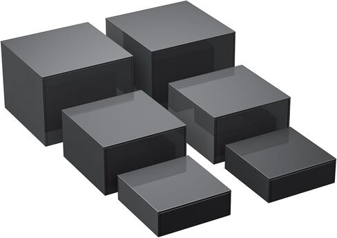 HIIMIEI Buffet Risers, Food Risers for Buffet Table, Display Stand Shelf for Catering Dessert Collectibles Figures, Acrylic Cube Display Nesting Risers with Hollow Bottoms, 6PCS 8''x9''x10'' (Black) in Saudi Arabia
