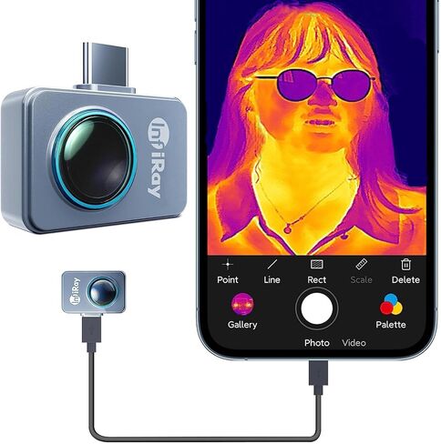 كاميرا InfiRay P2 Pro الحرارية لنظام Android، دقة عالية 256x192 IR، أصغر تصوير حراري 9 جرام مع نطاق درجة حرارة -4 درجة فهرنهايت إلى 1112 درجة فهرنهايت، يدعم تسجيل الفيديو، يعمل للهواتف الذكية وأجهزة الكمبيوتر الشخصية والأجهزة اللوحية in Kuwait