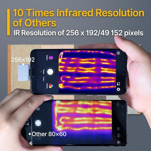 كاميرا InfiRay P2 Pro الحرارية لنظام Android، دقة عالية 256x192 IR، أصغر تصوير حراري 9 جرام مع نطاق درجة حرارة -4 درجة فهرنهايت إلى 1112 درجة فهرنهايت، يدعم تسجيل الفيديو، يعمل للهواتف الذكية وأجهزة الكمبيوتر الشخصية والأجهزة اللوحية in Kuwait