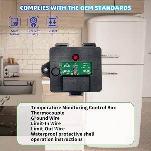 ترقية 637360 جهاز التحكم في درجة الحرارة مناسب لـ Norcold 2118 1200 1201 1210 1211 Series RV وحدة تبريد الثلاجة استبدال Norcold 634677 634678 طقم التحكم في درجة الحرارة، مع صندوق مقاوم للماء in Kuwait