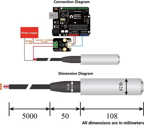 الجاذبية: مستشعر مستوى الضغط الغاطس من الفولاذ المقاوم للصدأ الصناعي (0 ~ 5 م، IP68) in Kuwait