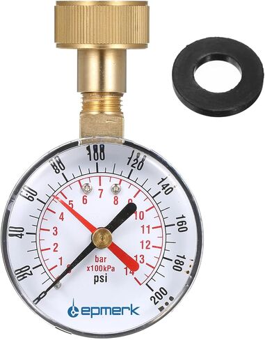 مقياس اختبار ضغط المياه من ليبميرك، قطر 2.5 بوصة، خيط خرطوم أنثى 3/4 بوصة، نطاق 0-200 رطل لكل بوصة مربعة مع مؤشر مؤشر أحمر - مثالي لاختبار ضغط المياه المنزلي واستخدام مقاييس الضغط الصناعي in Kuwait