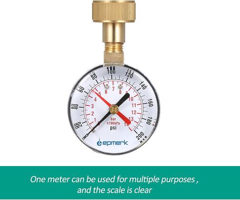 مقياس اختبار ضغط المياه من ليبميرك، قطر 2.5 بوصة، خيط خرطوم أنثى 3/4 بوصة، نطاق 0-200 رطل لكل بوصة مربعة مع مؤشر مؤشر أحمر - مثالي لاختبار ضغط المياه المنزلي واستخدام مقاييس الضغط الصناعي in Kuwait