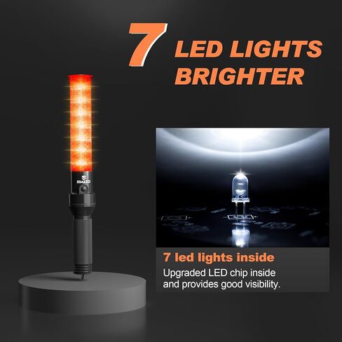 2 Pack Traffic Wand, 16 Inch Traffic Control Wand with White LED on Top, Traffic Safety Signal Baton with 3 Flashing Modes for Parking Guides, Car Directing, Air Marshalling in Kuwait