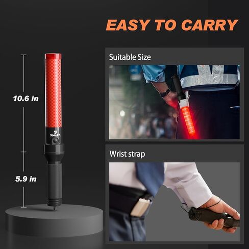 2 Pack Traffic Wand, 16 Inch Traffic Control Wand with White LED on Top, Traffic Safety Signal Baton with 3 Flashing Modes for Parking Guides, Car Directing, Air Marshalling in Kuwait